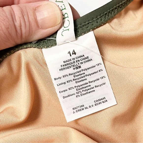 J. Crew High Support Cross Back One Piece Swimsuit 14 sage‎ green minimalist - Picture 8 of 10